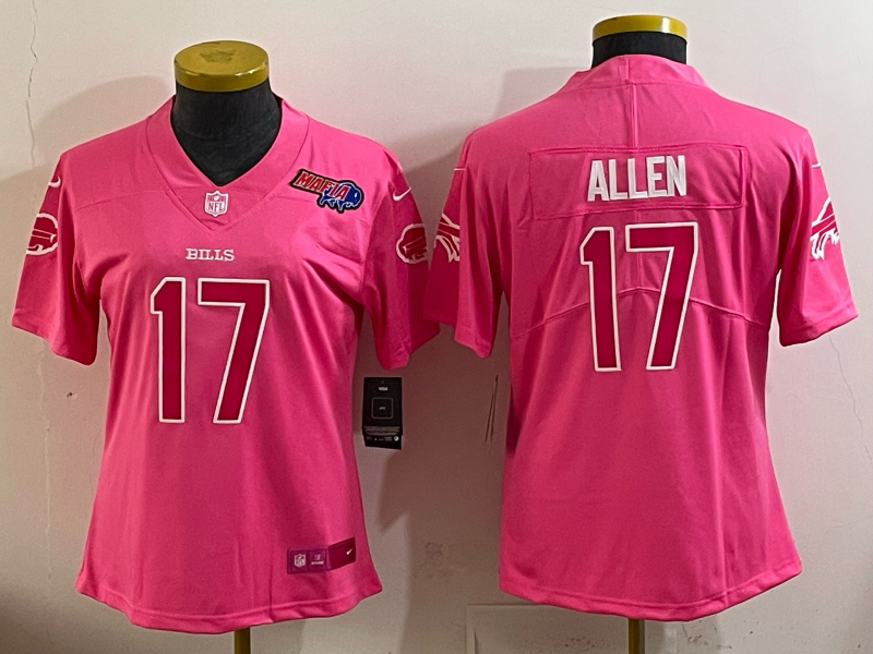Youth Buffalo Bills 17 Allen pink Nike 2025 Limited MLB Jersey 001